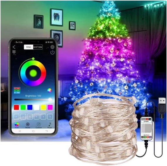 Світлодіодна гірлянда з Bluetooth та пультом RGB 10м