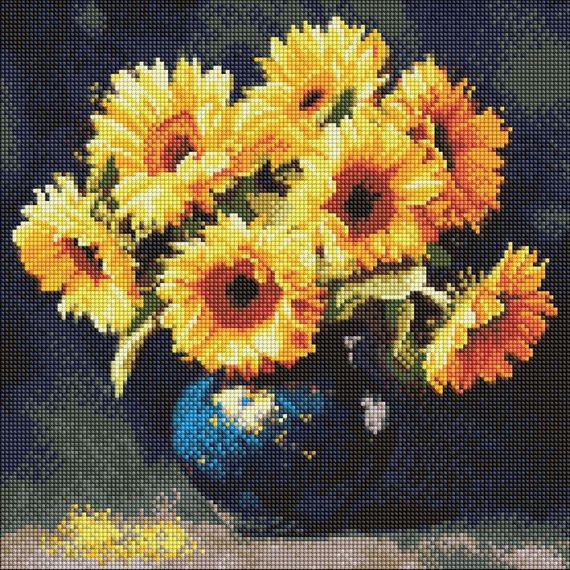 Алмазна мозаїка "Соняшник в темряві" ©art_selena_ua AMO8354, 40х40 см