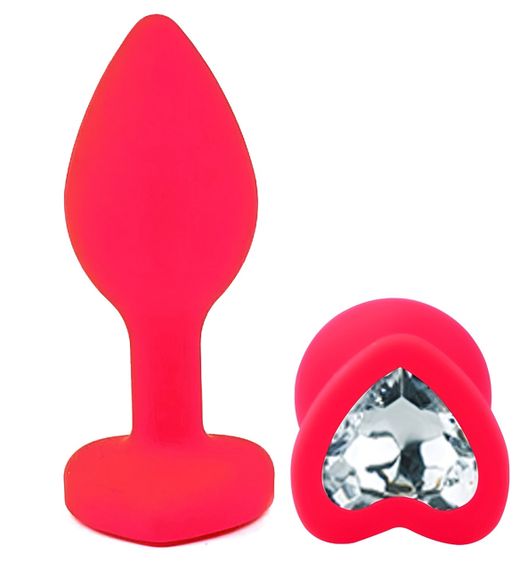 Силіконова анальна пробка EGZO - Silicone Pink Heart Plug Clear, size S Sex Aura | Зображення 1