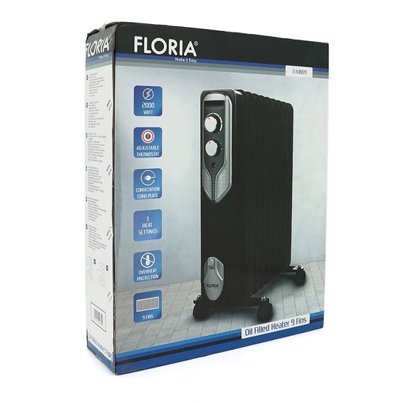 Масляний обігрівач FLORIA ZLN3659, 2000Вт, 3 режими 800/1200/2000Вт, Box | Зображення 1