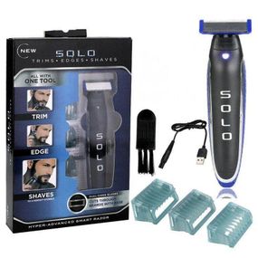 Мужской триммер Micro Touch Solo, Машинка для стрижки бороды 3 в 1