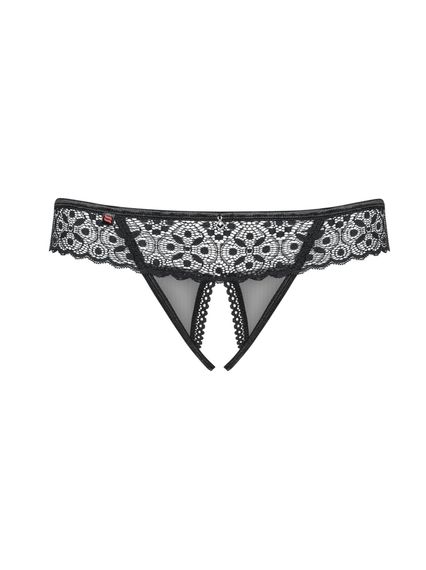 Стринги з інтимним вирізом Obsessive Shibu crotchless thong black S/M | Зображення 5