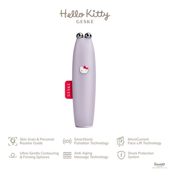 Мікрострумова ручка для підтяжки шкіри обличчя GESKE MicroCurrent Face-Lift Pen 6в1 by Hello Kitty purple | Зображення 1