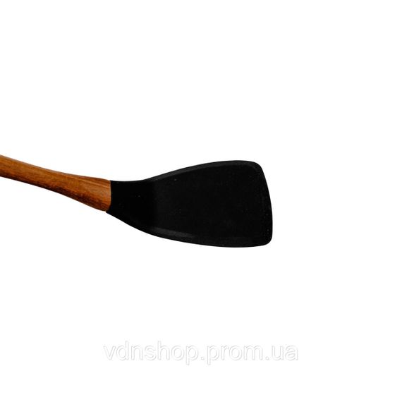 Лопатка силіконова кухонна для сковороди 33 (см) лопатка з силікону для кухні з дерев'яною ручкою HP-8-56 | Зображення 2