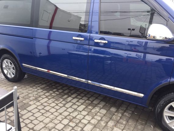 Молдинги на двері (нерж, Хром) 1 двері, Коротка, Carmos - Турецька сталь для Volkswagen T5 2010-2015 рр | Зображення 5