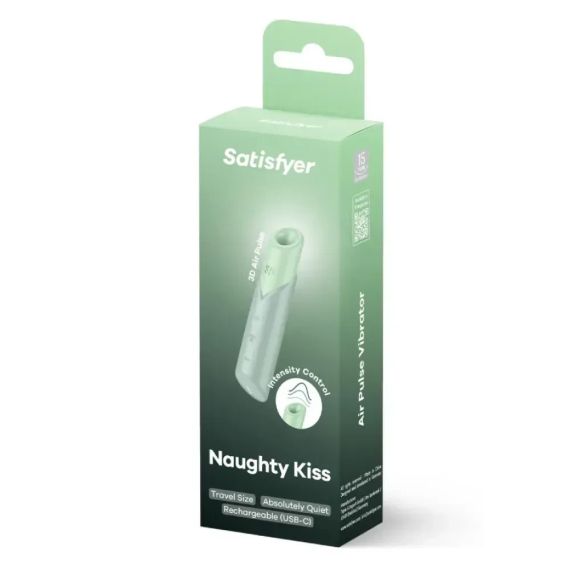 Вакуумний стимулятор Satisfyer Naughty Kiss для клітора, зелений, 12 × 2,7 см Sex Aura
