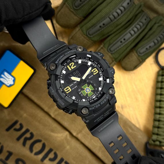 Спортивний чоловічий годинник Awarder 003BKDPS ДПС Чорний + Коробка | Зображення 4