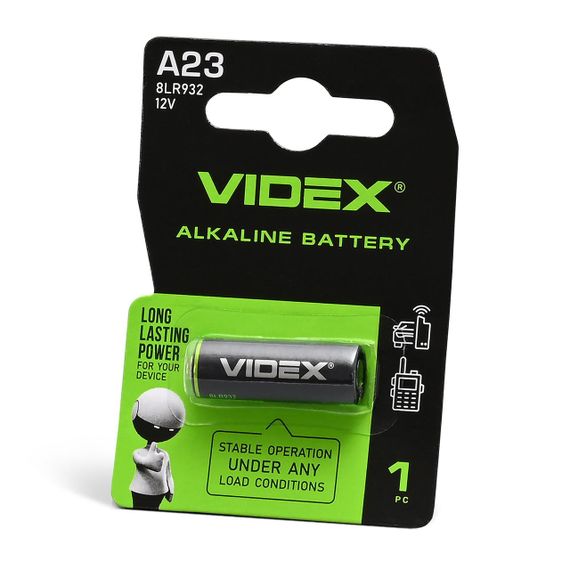 Батарейка лужна Videx А23/Е23А 1шт BLISTER CARD