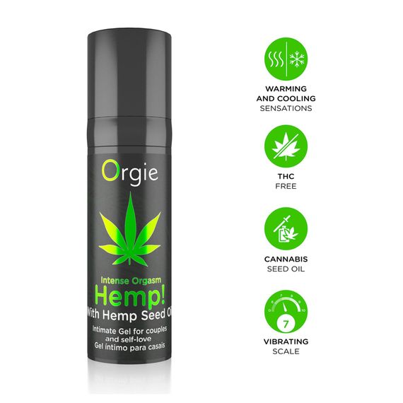Возбуждающий гель для пар Orgie Hemp! Intense Orgasm, 15 мл, тепло-холод, эффект сильной вибрации | Зображення 2