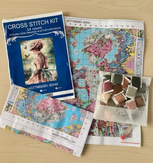Набор для вышивки крестом JOZYSH "Прогулка в старом парке" 14CT, 30x40 см, канва Аида с нанесенным рисунком | Зображення 6