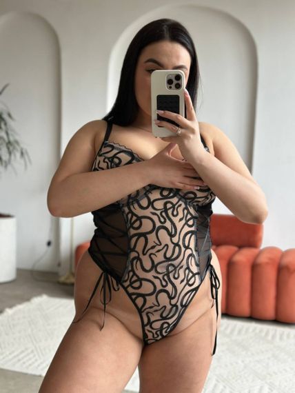 Еротичний чорний боді PLUS SIZE зі шнурівкою | Зображення 9
