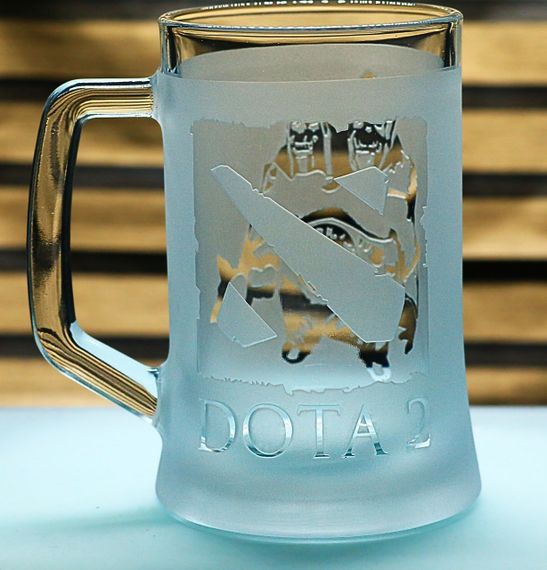 Пивний келих з ручкою Dota 2  Дота 2 з гравіюванням Ogre Magi 670 мл скло сувенір для геймера