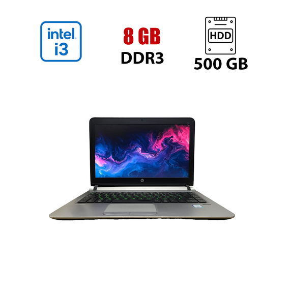 Ультрабук Б-класс HP ProBook 430 G3 / 13.3" (1366x768) TN / Intel Core i3-6100U (2 (4) ядра по 2.3 GHz) / 8 GB DDR3 / 500 GB HDD / Intel HD Graphics 520 / WebCam / АКБ не работает б/у