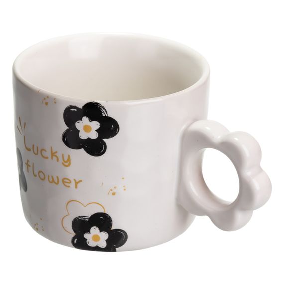 Чашка для чаю та кави порцелянова Lucky Flower 250 мл гарна оригінальна на подарунок Біла FM-14D | Зображення 2