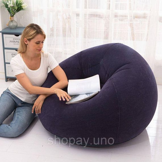 Надувное кресло-пуф Inflatable Sofa / Надувное кресло-мешок 110×110×85 см Темно-синий | Зображення 3