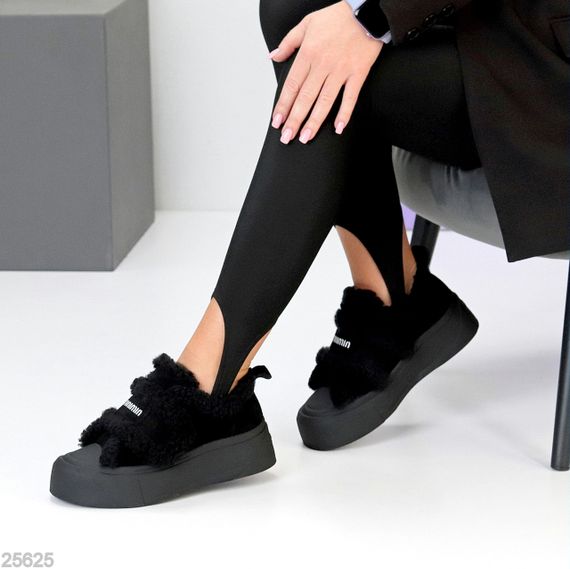 Черные спортивные замшевые зимние автоледи на липучке | Зображення 1