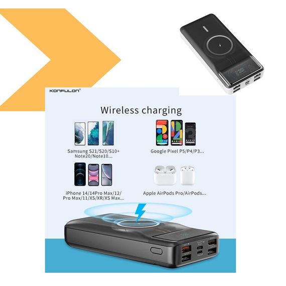 Power Bank з бездротовою зарядкою 20000 mAh KONFULON M17W (47227-M17W_859) | Зображення 1