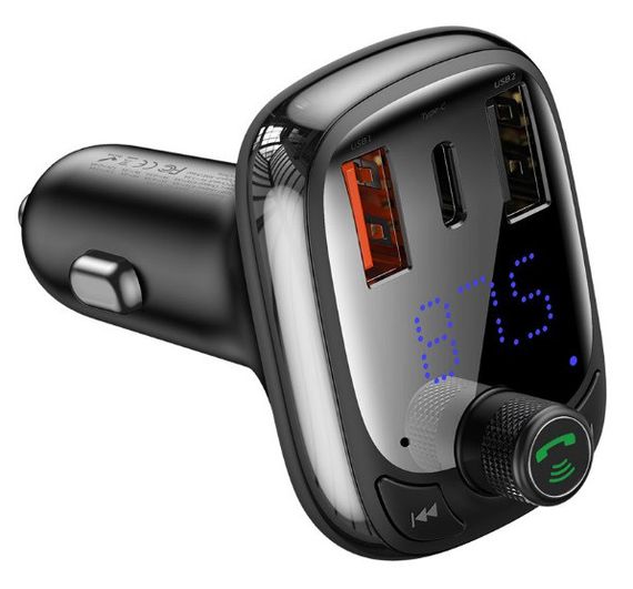 FM трансмиттер Baseus Lokomotive S-13 CCTM-B01 модулятор Bluetooth 2 USB 1 Type-C Черный | Зображення 3