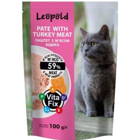 Леопольд Паштет з індиком для котів, пауч 100 г (24 шт/уп)