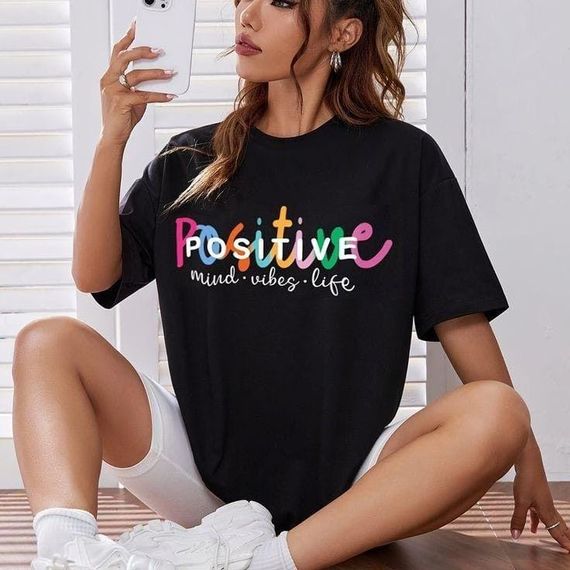 Футболка женская с принтом повседневная L Черная