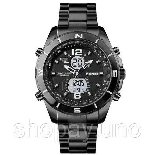 Годинник наручний чоловічий SKMEI 1670BKWT BLACK-WHITE, Армійський годинник протиударний | Зображення 2