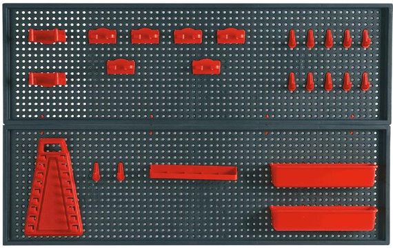 Панель перфорована для інструменту TOPEX 50 x 80 см, 2 контейнера, 10 затискачів, 8 зажимів 79R186