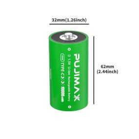 PUJIMAX 1.5V D-типу літієві акумулятори, високоякісні, ємність 10 000 мАг·год, стабільна напруга