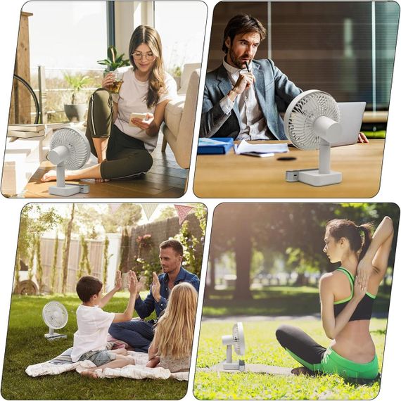 Компактный настольный вентилятор USB с аккумулятором, 4 скорости, 4000 мАч, 120° вращения, тихий портативный | Зображення 7