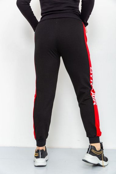 Спорт штаны женские двухнитка  цвет черно-красный 219RB-3002 | Зображення 3