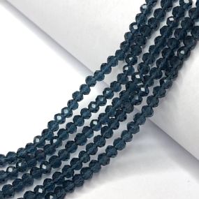 Намистини кришталеві рондель 4х3мм, нитка-130 шт, сапфіровий прозорий