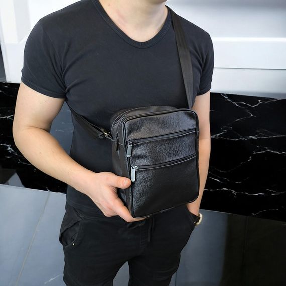 Стильная мужская кожаная сумка через плечо – премиальное качество и емкость, большая HV-980 мужская сумка | Зображення 2