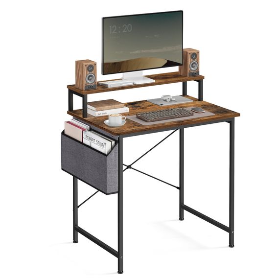 Комп'ютерний стіл Leobert NanoDesk з поличкою для монітора, коричневий | Зображення 1