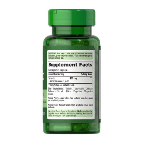 Куркума Puritan's Pride Turmeric 400 mg 100 Caps | Зображення 1