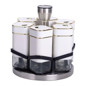 Набір для спецій 6 ємностей карусель для приправ на підставці Білий HP-1314