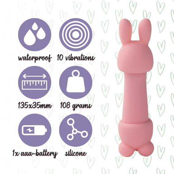 Мини-вибратор FeelzToys Mister Bunny Pink с двумя насадками | Зображення 4