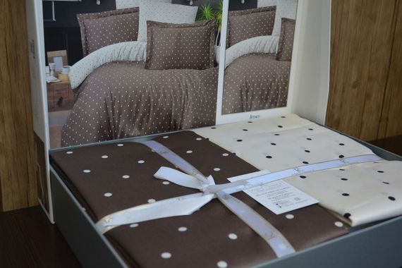 Постельное белье First Choice Cotton Satin 200 х 220 см Point Brown | Зображення 2