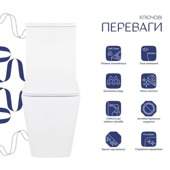 Унитаз-компакт Qtap Crow Eco безободковый с седалием Soft-close QTCRO27W48750 | Зображення 3
