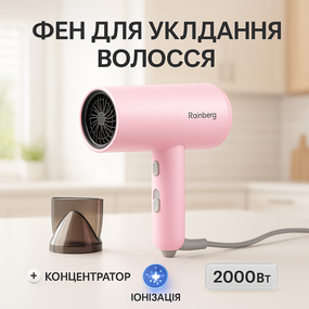 Электрофен для волос с дополнительными насадками Rainberg, Мощный универсальный фен SX-88