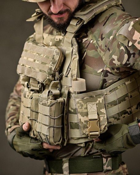 Тактическая плитоноска с четырьмя  точками быстрого сброса  Asdag пиксель ТТ2615 | Зображення 5