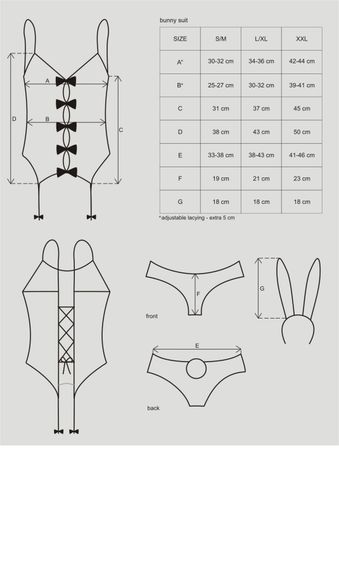 Еротичний костюм зайчика Obsessive Bunny suit 4 pcs costume pink S/M, рожевий, топ з підв’язками, тр | Зображення 6