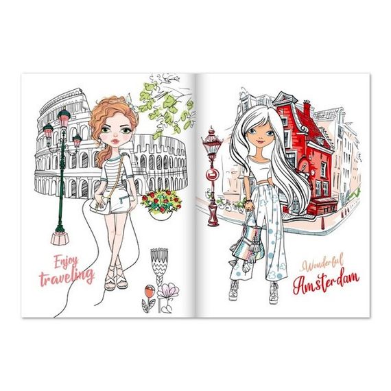Дитяча розмальовка "Girls Travel" РМ-88-01 серія "Dream & Style" | Зображення 1
