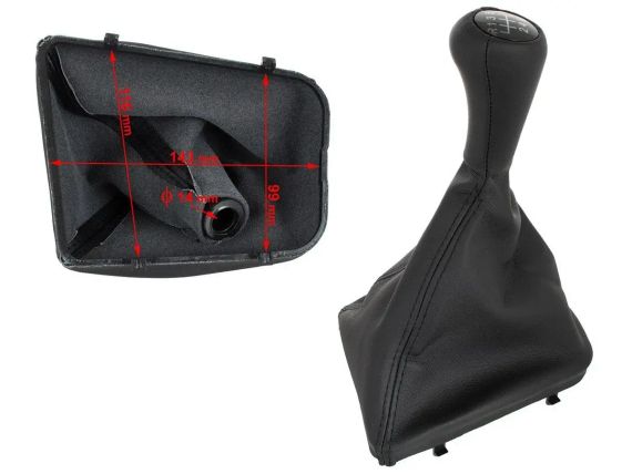 BMW 3 E46 (98-05) ручка КПП перемикання передач  6 ступка чорна штучна шкіра + чохол з рамкою, БМВ 3 е46 | Зображення 1