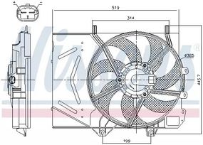 Вентилятор охолодження двигуна VAUXHALL CROSSLAND, OPEL CROSSLAND, NISSENS (85986)
