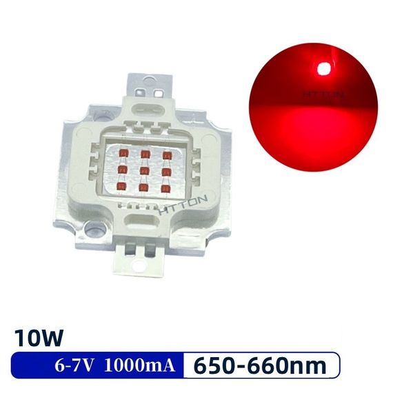 COB светодиод красный LED 650-660nm 10W 6-7 В мощный яркий | Зображення 2