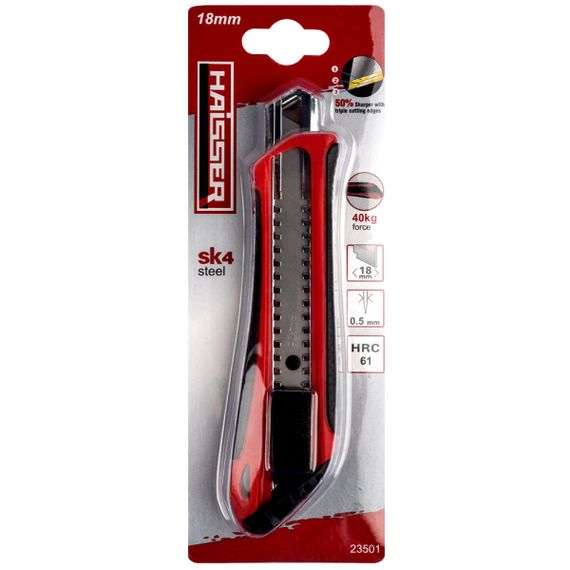 23501 Нож пластиковый 18 мм Haisser | Зображення 1