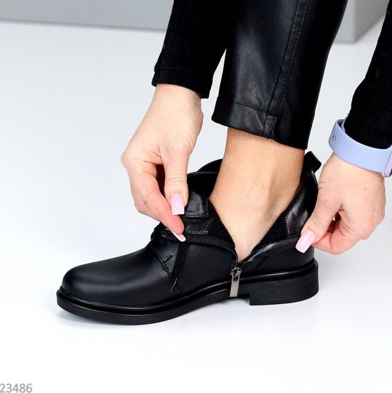 Класичні чорні черевики натуральна шкіра низький хід | Зображення 7