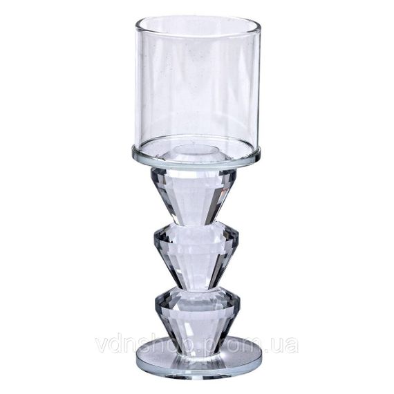 Підсвічник скляний 6×16.5 см на одну свічку підсвічник келих на ніжці декоративний прозорий HP-4-29L | Зображення 1