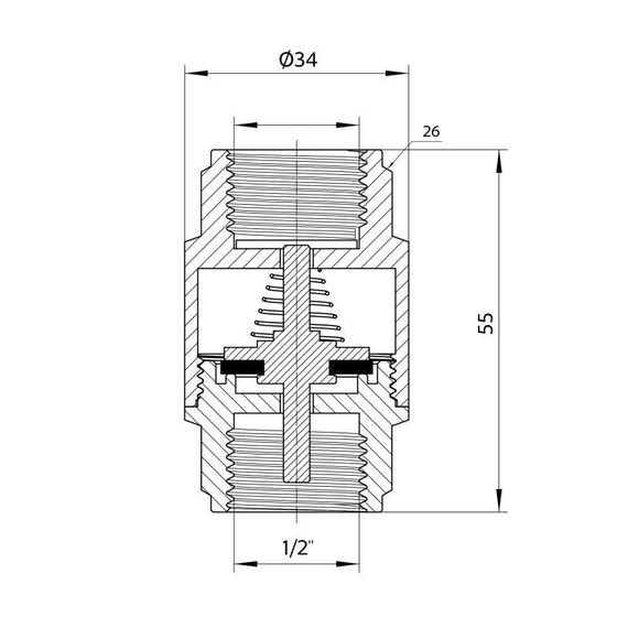 Зворотній клапан Thermo Alliance Forte 1/2" ВВ нікельований з латунним штоком TAF240W15 | Зображення 1