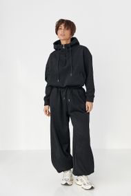 Спортивний костюм оверсайз із плюшевим начосом - чорний цвет, L/XL (є розміри)