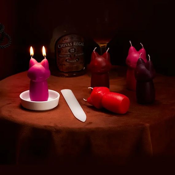 Свеча лисичка низкотемпературная Roomfun Scepter Red с ароматом, темно-красная Sex Aura | Зображення 4